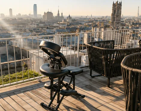 Chaise de massage d-stress avec vue sur Paris