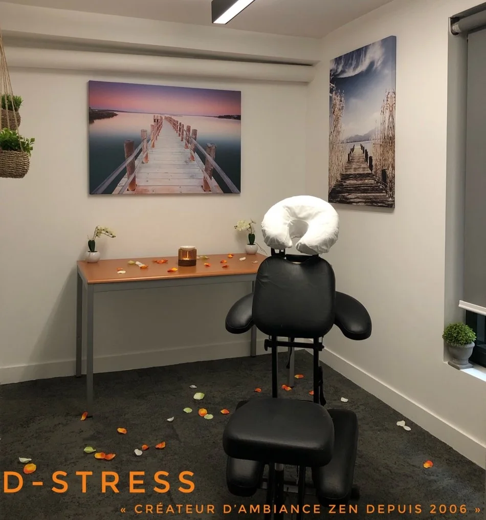 Espace de massage d-stress aménagé en entreprise